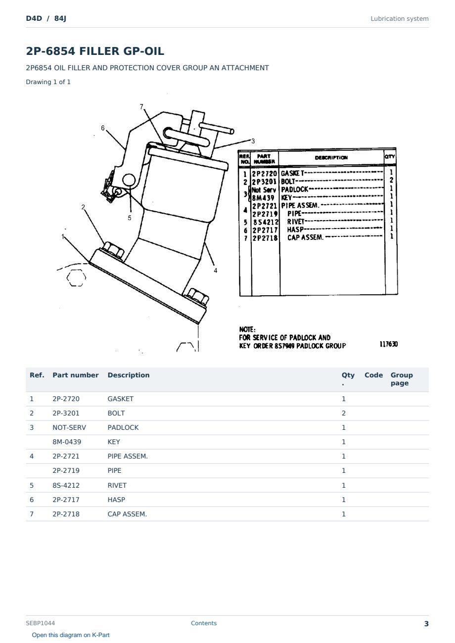 Caterpillar D4D S/N 84J Partsbook SEBP1044 (English) - sample page 3 of 10 Caterpillar D4D S/N 84J Partsbook SEBP1044 (English) - sample page 3 of 10