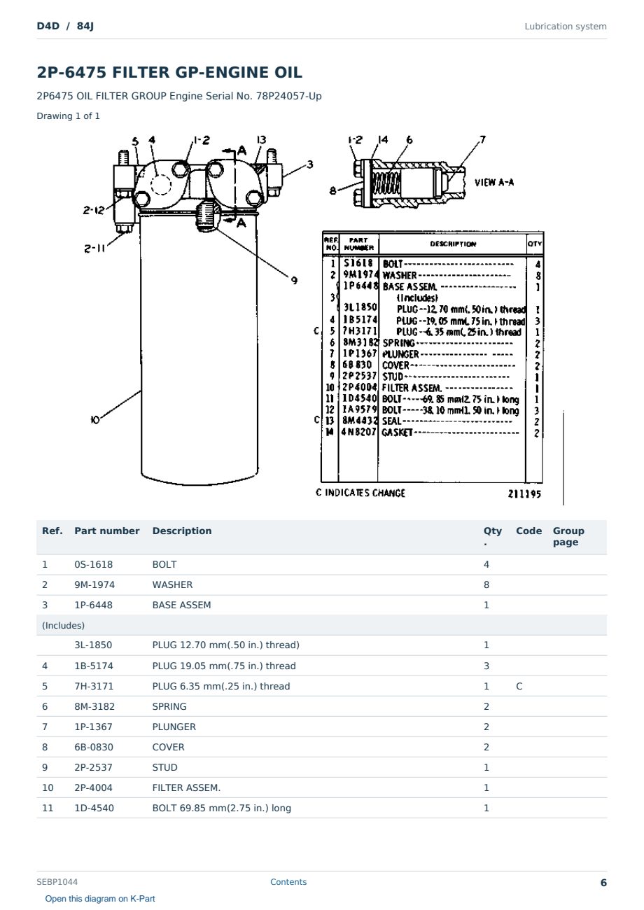 Caterpillar D4D S/N 84J Partsbook SEBP1044 (English) - sample page 6 of 10 Caterpillar D4D S/N 84J Partsbook SEBP1044 (English) - sample page 6 of 10