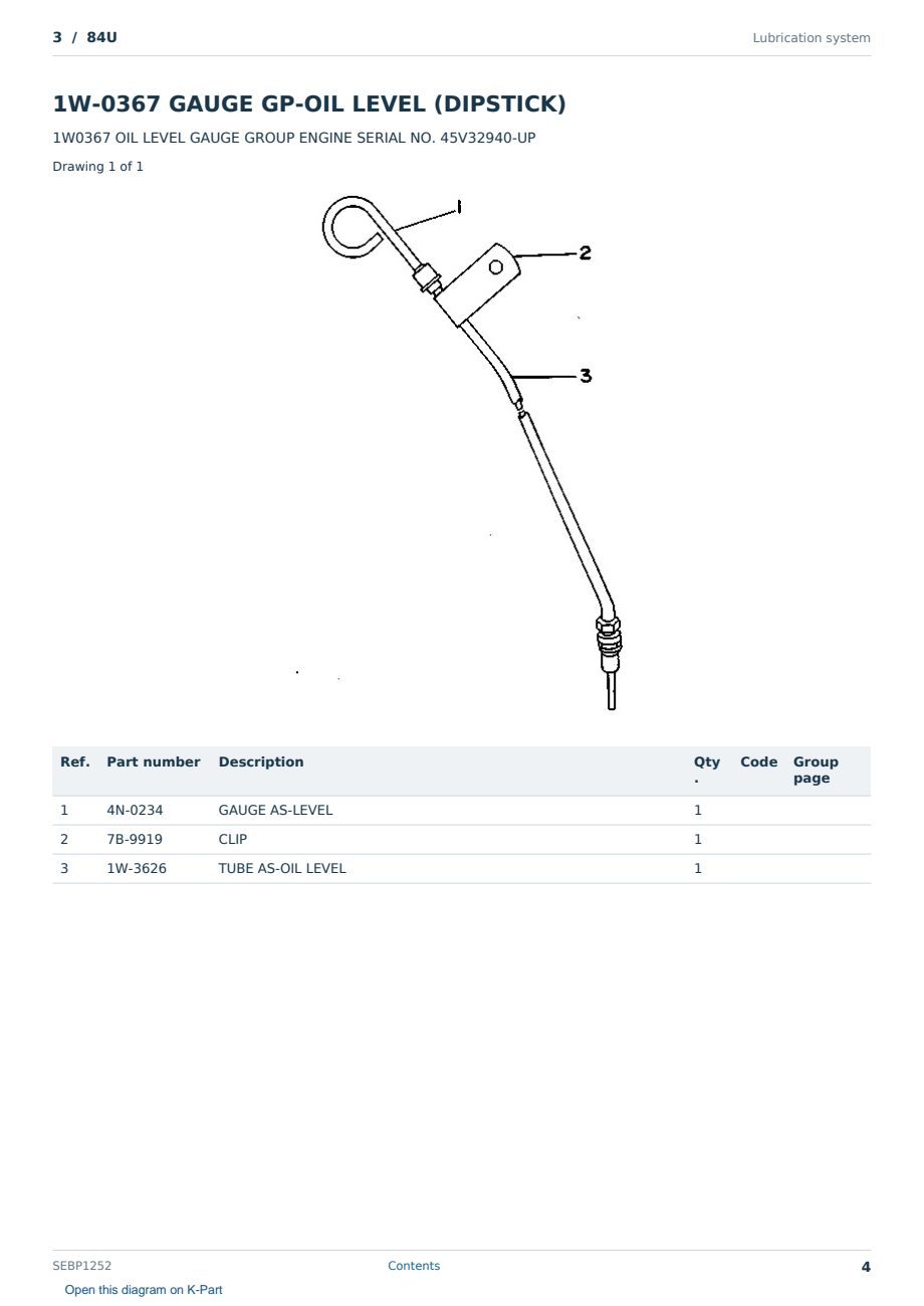 Caterpillar 3 S/N 84U Partsbook SEBP1252 (English) - sample page 4 of 10 Caterpillar 3 S/N 84U Partsbook SEBP1252 (English) - sample page 4 of 10