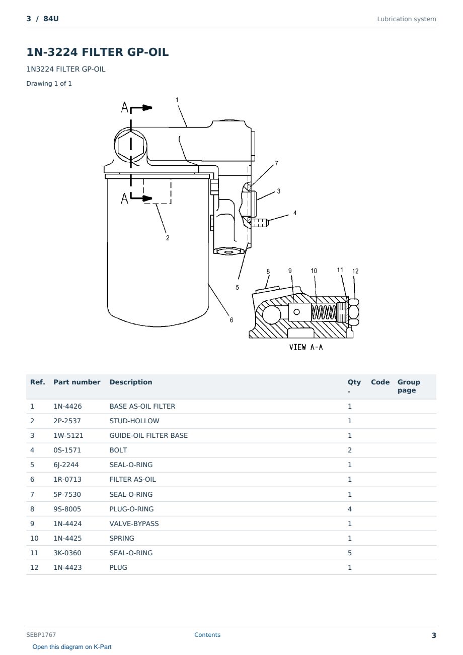 Caterpillar 3 S/N 84U Partsbook SEBP1767 (English) - sample page 3 of 10 Caterpillar 3 S/N 84U Partsbook SEBP1767 (English) - sample page 3 of 10