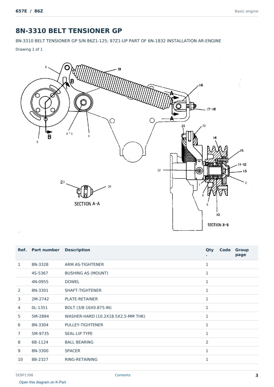 Caterpillar 657E S/N 86Z Partsbook SEBP1398 (English) - sample page 3 of 10 Caterpillar 657E S/N 86Z Partsbook SEBP1398 (English) - sample page 3 of 10