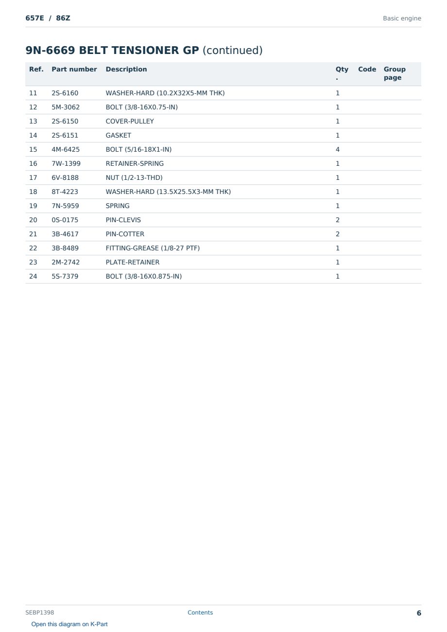 Caterpillar 657E S/N 86Z Partsbook SEBP1398 (English) - sample page 6 of 10 Caterpillar 657E S/N 86Z Partsbook SEBP1398 (English) - sample page 6 of 10