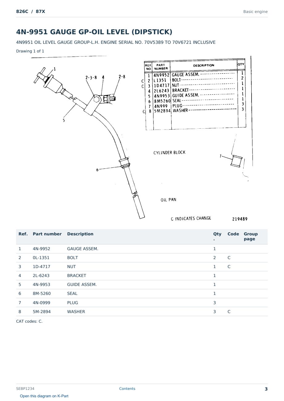 Caterpillar 826C S/N 87X Partsbook SEBP1234 (English) - sample page 3 of 10 Caterpillar 826C S/N 87X Partsbook SEBP1234 (English) - sample page 3 of 10