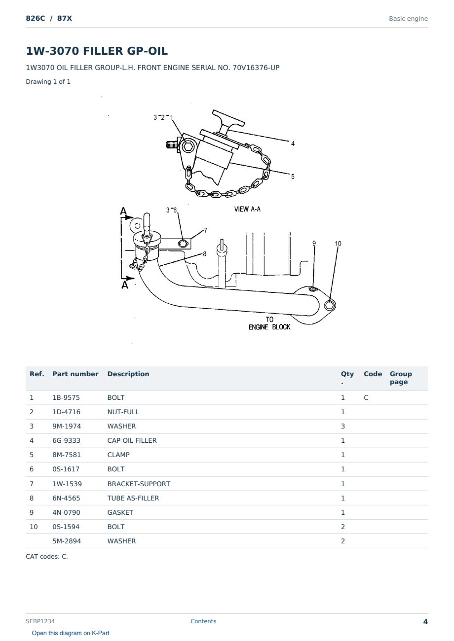 Caterpillar 826C S/N 87X Partsbook SEBP1234 (English) - sample page 4 of 10 Caterpillar 826C S/N 87X Partsbook SEBP1234 (English) - sample page 4 of 10