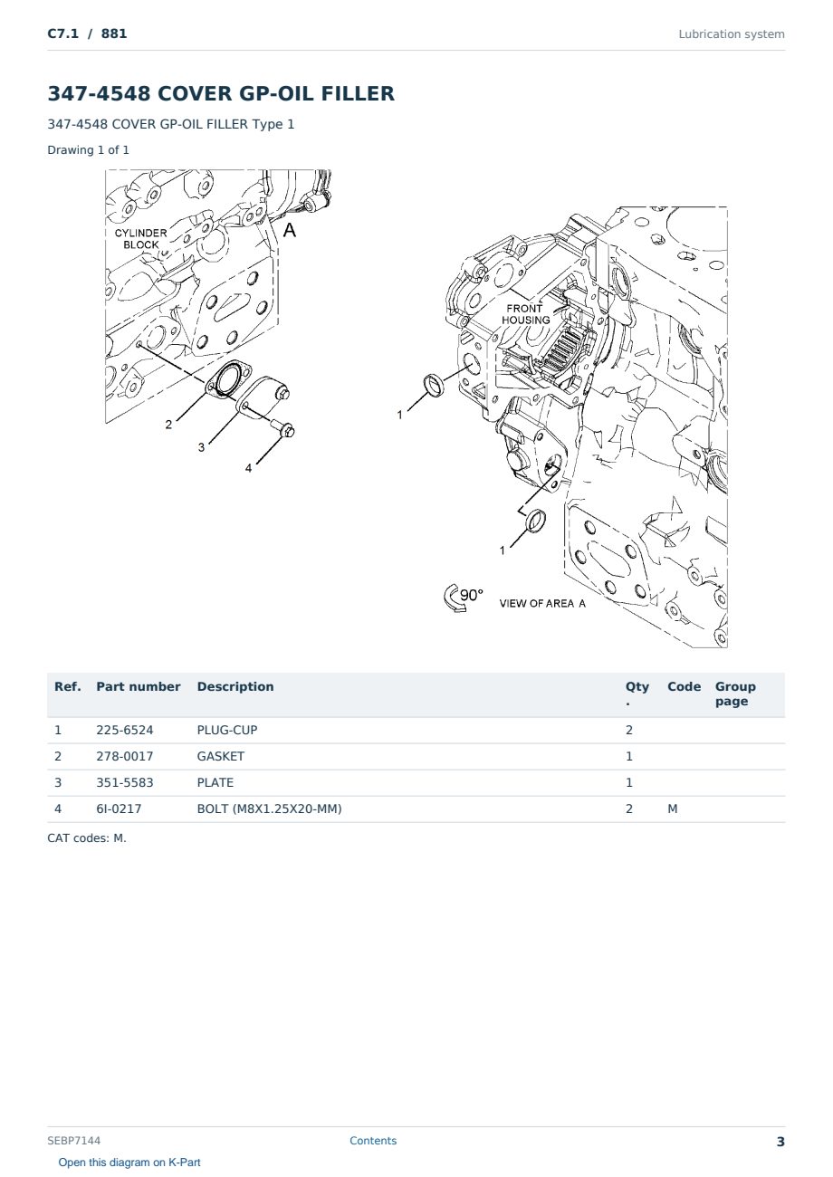 Caterpillar C7.1 S/N 881 Partsbook SEBP7144 (English) - sample page 3 of 10 Caterpillar C7.1 S/N 881 Partsbook SEBP7144 (English) - sample page 3 of 10