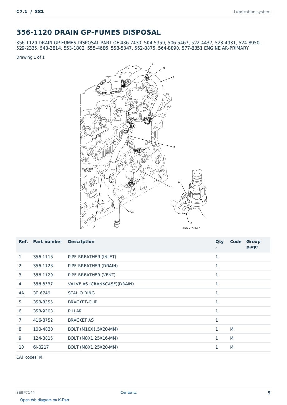 Caterpillar C7.1 S/N 881 Partsbook SEBP7144 (English) - sample page 5 of 10 Caterpillar C7.1 S/N 881 Partsbook SEBP7144 (English) - sample page 5 of 10