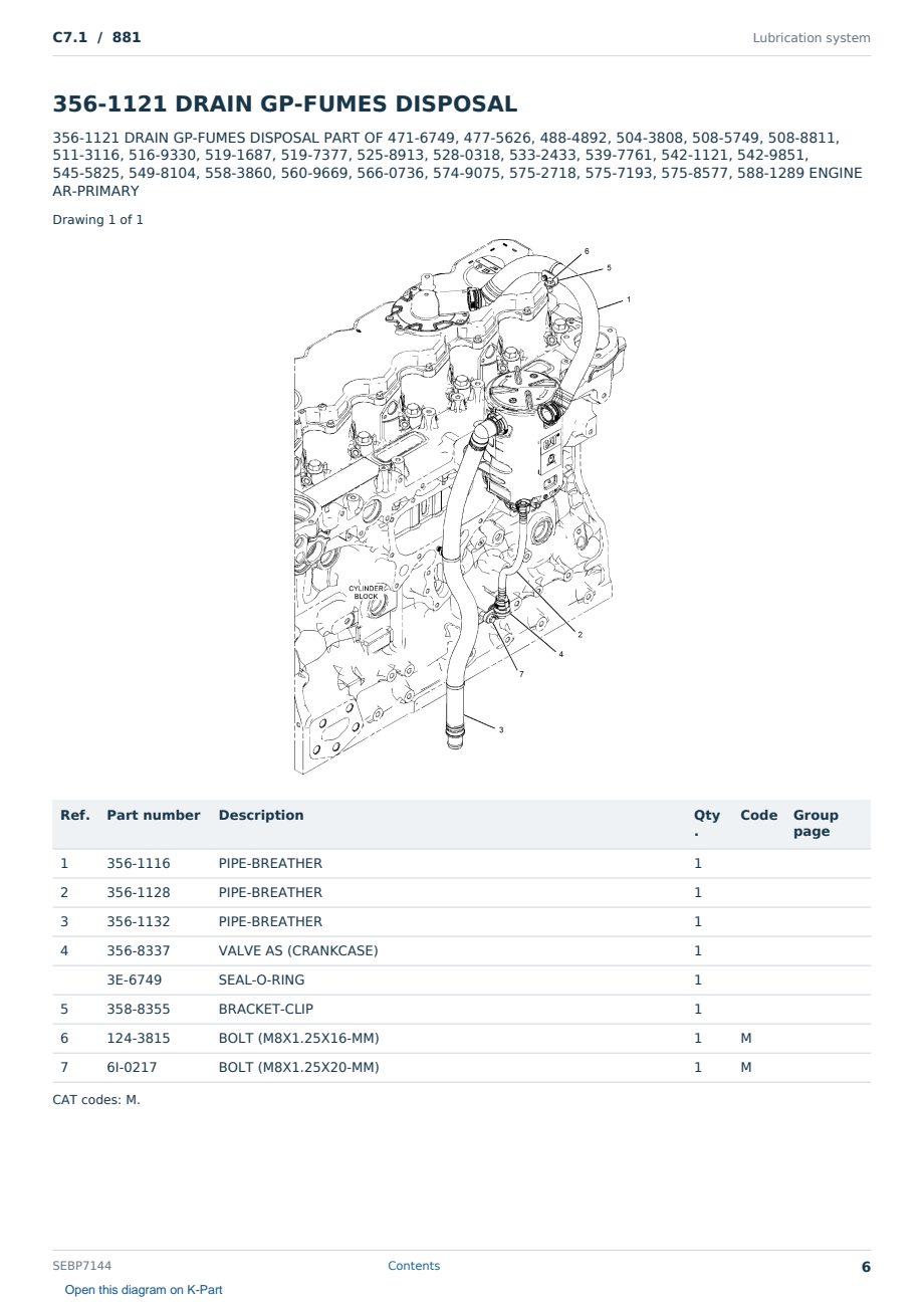 Caterpillar C7.1 S/N 881 Partsbook SEBP7144 (English) - sample page 6 of 10 Caterpillar C7.1 S/N 881 Partsbook SEBP7144 (English) - sample page 6 of 10