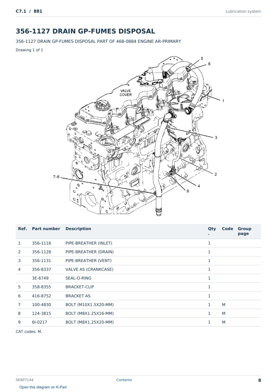 Caterpillar C7.1 S/N 881 Partsbook SEBP7144 (English) - sample page 8 of 10 Caterpillar C7.1 S/N 881 Partsbook SEBP7144 (English) - sample page 8 of 10
