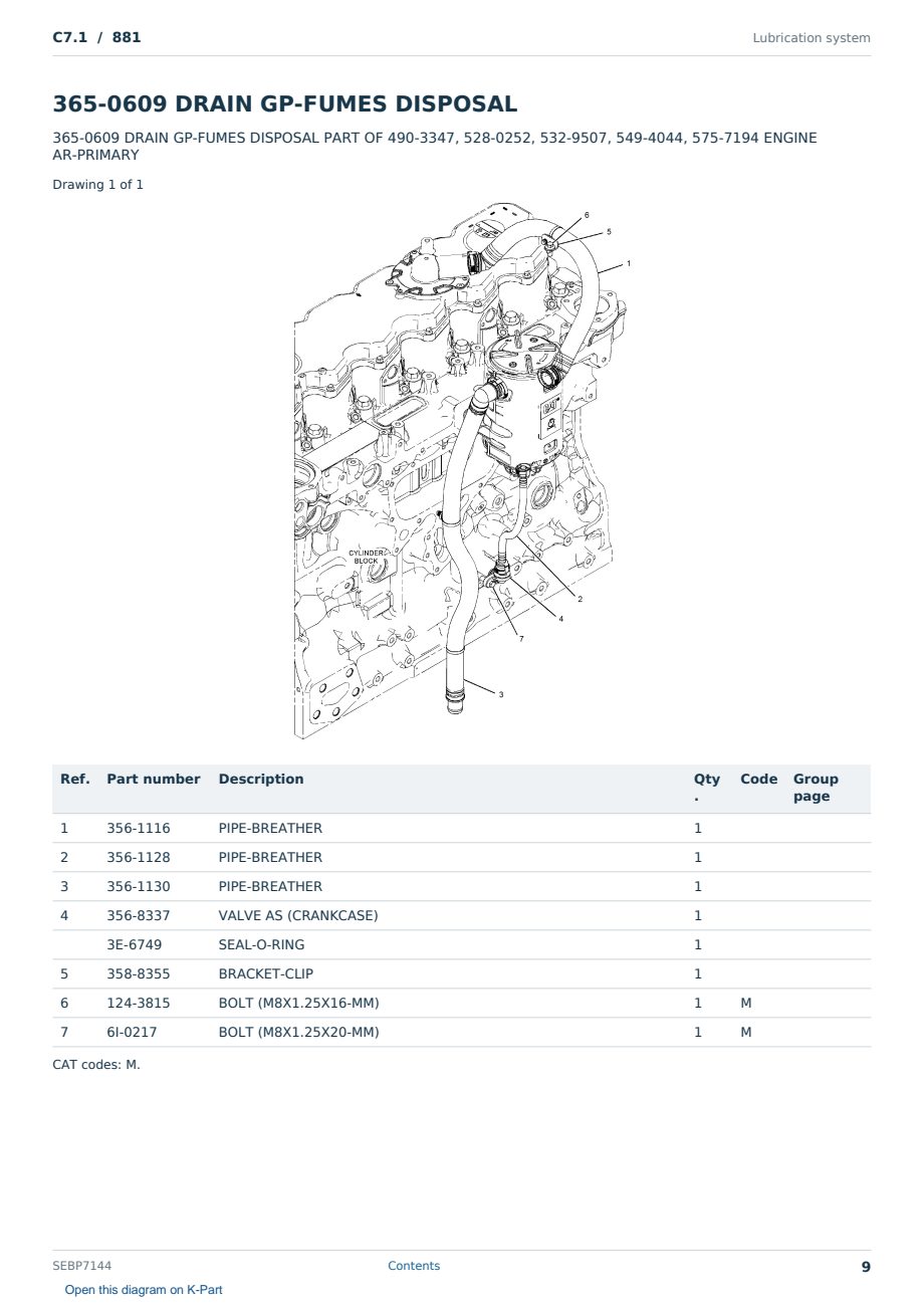 Caterpillar C7.1 S/N 881 Partsbook SEBP7144 (English) - sample page 9 of 10 Caterpillar C7.1 S/N 881 Partsbook SEBP7144 (English) - sample page 9 of 10