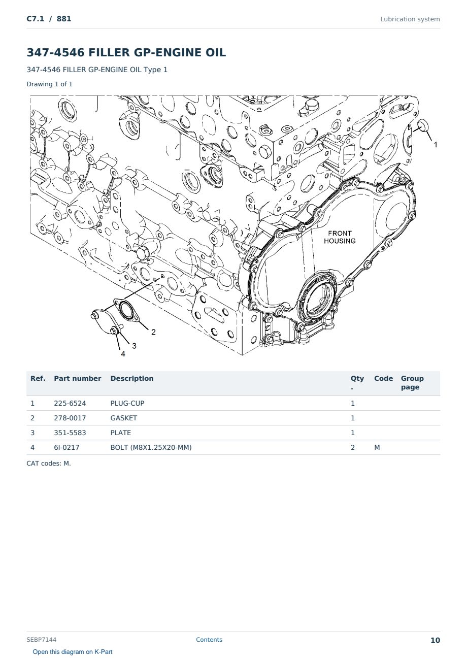 Caterpillar C7.1 S/N 881 Partsbook SEBP7144 (English) - sample page 10 of 10 Caterpillar C7.1 S/N 881 Partsbook SEBP7144 (English) - sample page 10 of 10
