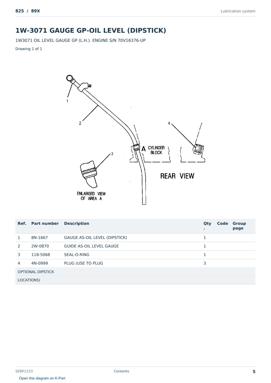 Caterpillar 825 S/N 89X Partsbook SEBP1233 (English) - sample page 5 of 10 Caterpillar 825 S/N 89X Partsbook SEBP1233 (English) - sample page 5 of 10