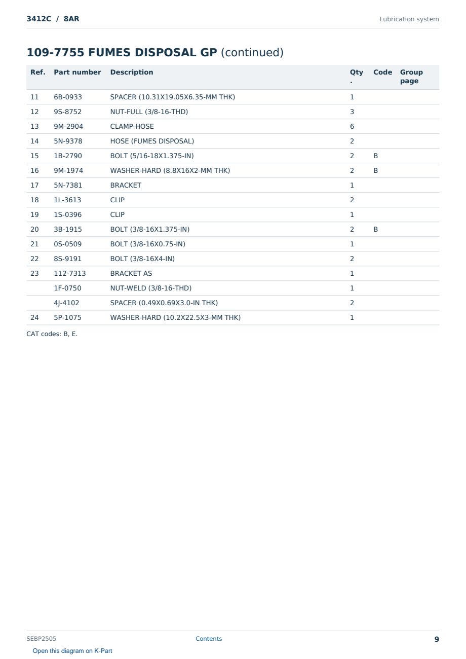 Caterpillar 3412C S/N 8AR Partsbook SEBP2505 (English) - sample page 9 of 10 Caterpillar 3412C S/N 8AR Partsbook SEBP2505 (English) - sample page 9 of 10