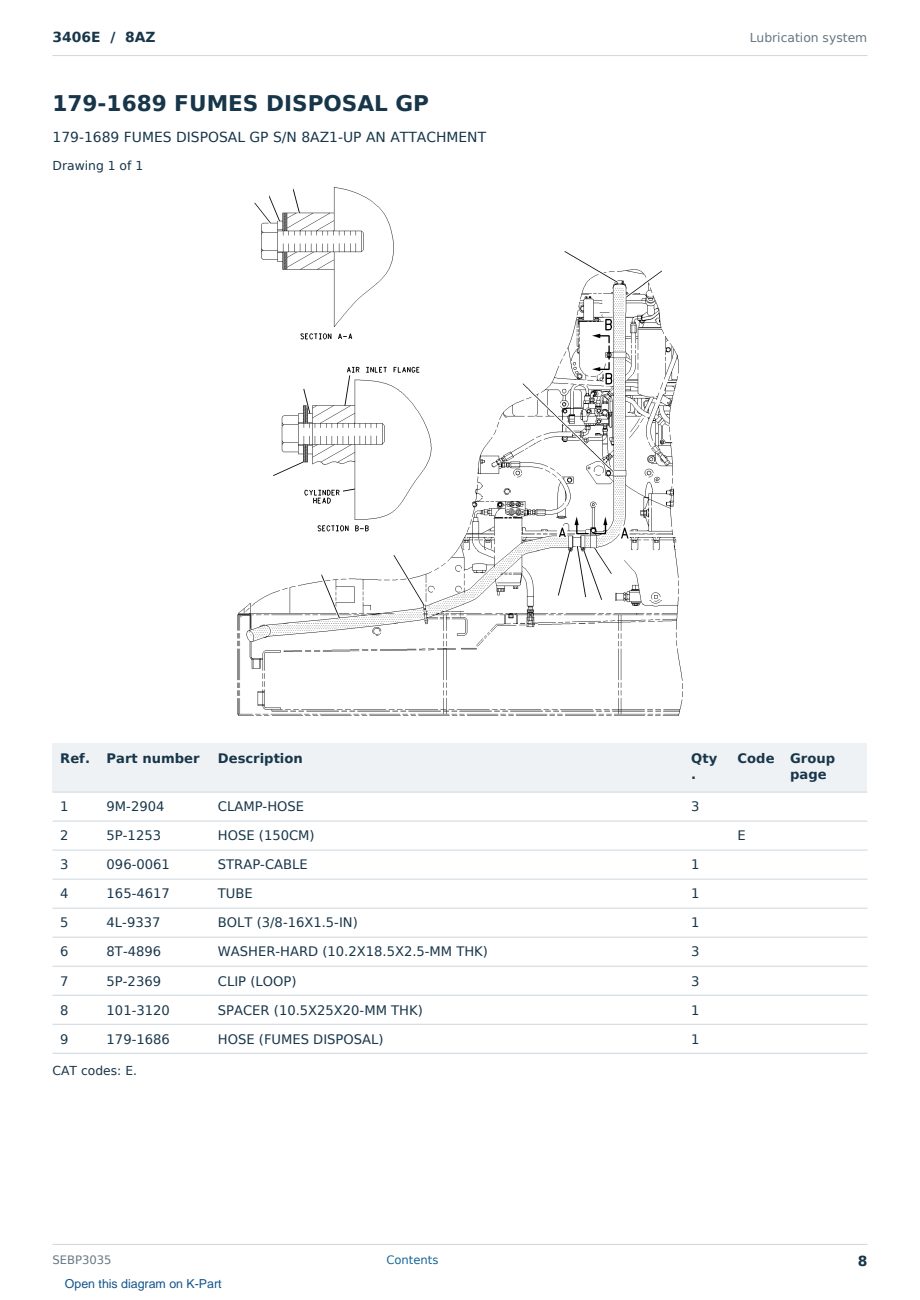 Caterpillar 3406E S/N 8AZ Partsbook SEBP3035 (English) - sample page 8 of 10 Caterpillar 3406E S/N 8AZ Partsbook SEBP3035 (English) - sample page 8 of 10