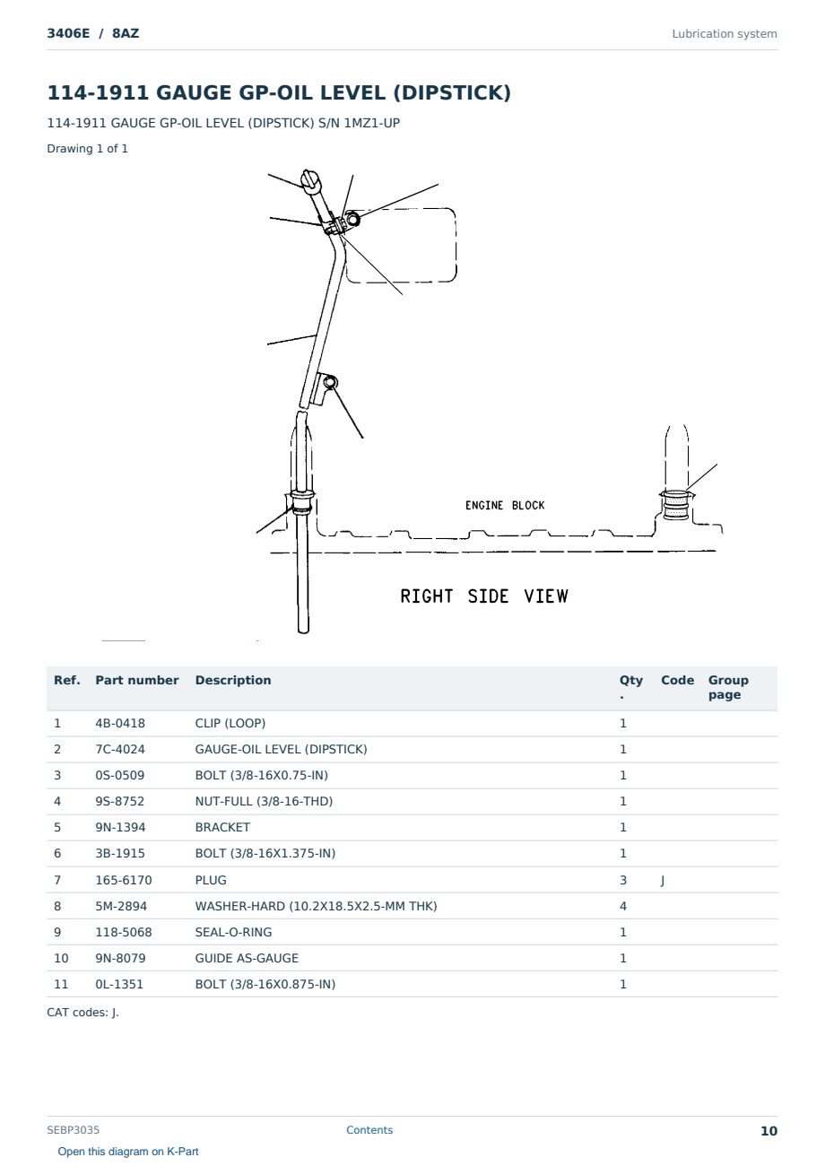 Caterpillar 3406E S/N 8AZ Partsbook SEBP3035 (English) - sample page 10 of 10 Caterpillar 3406E S/N 8AZ Partsbook SEBP3035 (English) - sample page 10 of 10