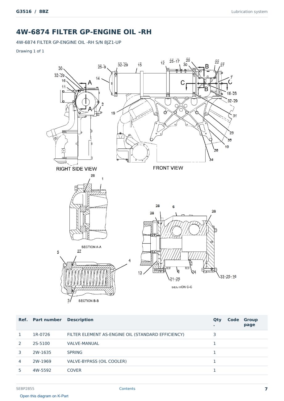 Caterpillar G3516 S/N 8BZ Partsbook SEBP2855 (English) - sample page 7 of 10 Caterpillar G3516 S/N 8BZ Partsbook SEBP2855 (English) - sample page 7 of 10