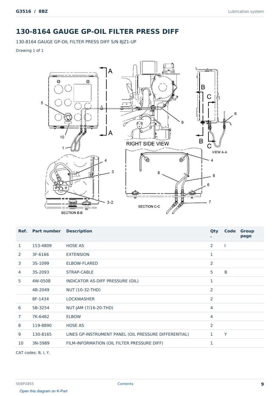 Caterpillar G3516 S/N 8BZ Partsbook SEBP2855 (English) - sample page 9 of 10 Caterpillar G3516 S/N 8BZ Partsbook SEBP2855 (English) - sample page 9 of 10