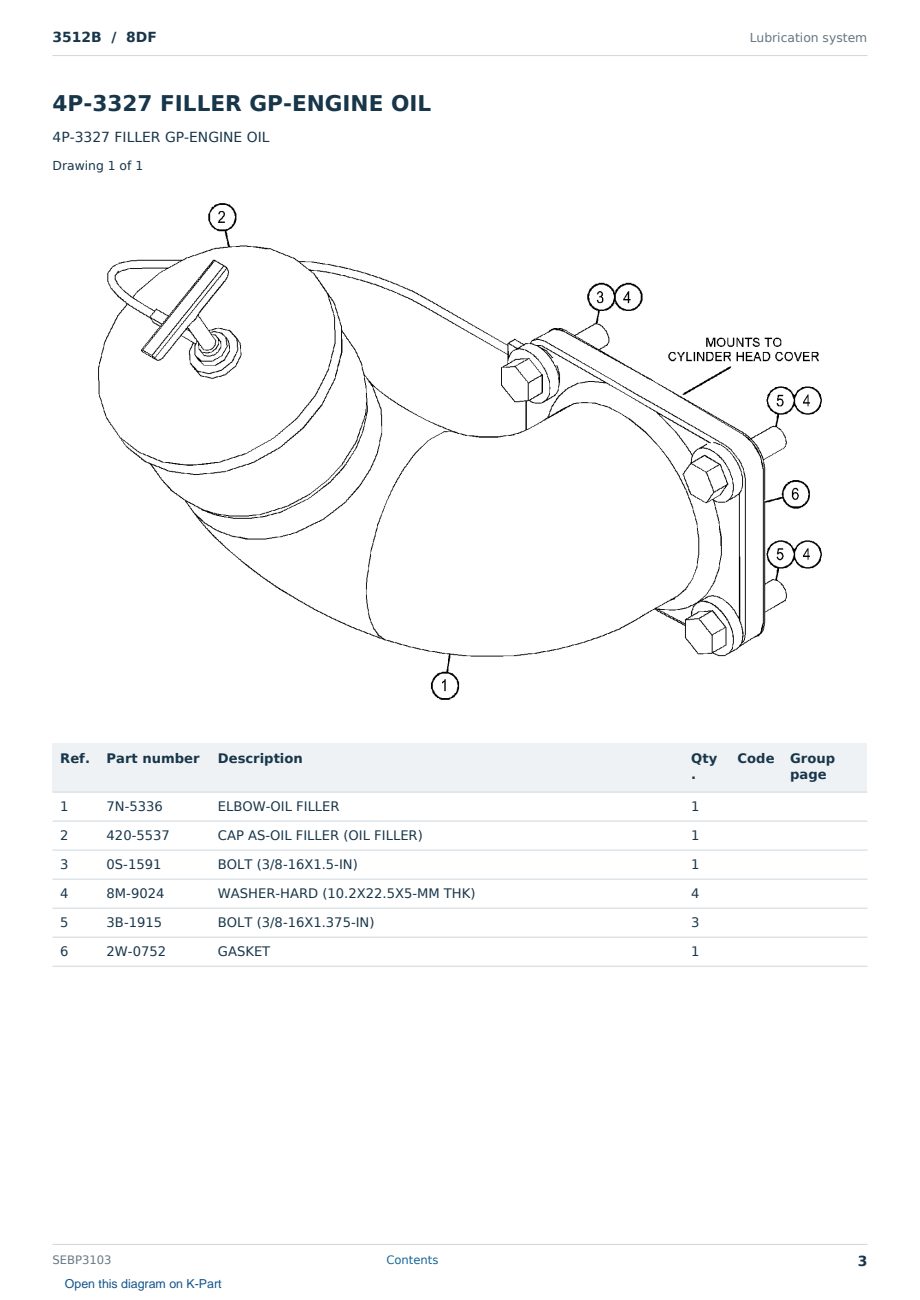Caterpillar 3512B S/N 8DF Partsbook SEBP3103 (English) - sample page 3 of 10 Caterpillar 3512B S/N 8DF Partsbook SEBP3103 (English) - sample page 3 of 10