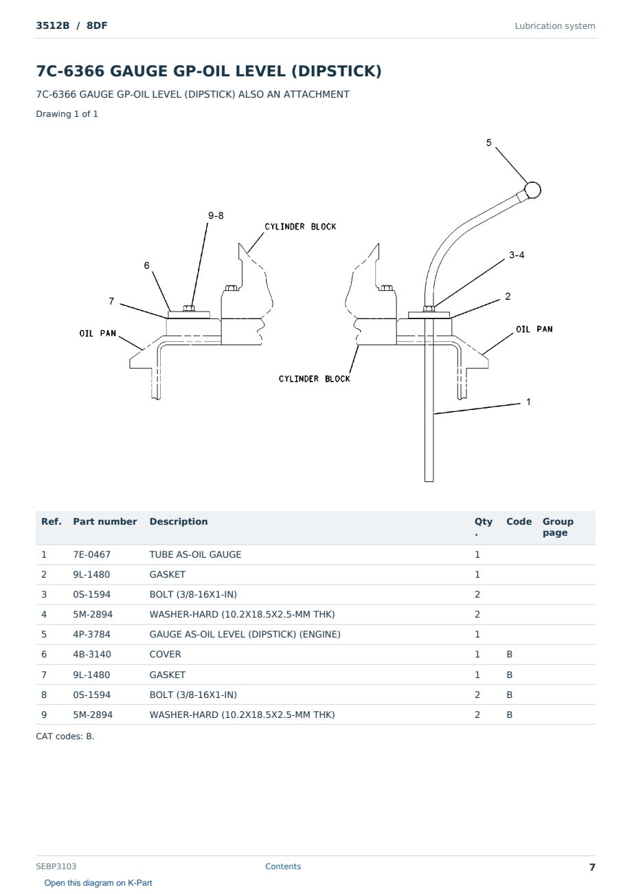 Caterpillar 3512B S/N 8DF Partsbook SEBP3103 (English) - sample page 7 of 10 Caterpillar 3512B S/N 8DF Partsbook SEBP3103 (English) - sample page 7 of 10