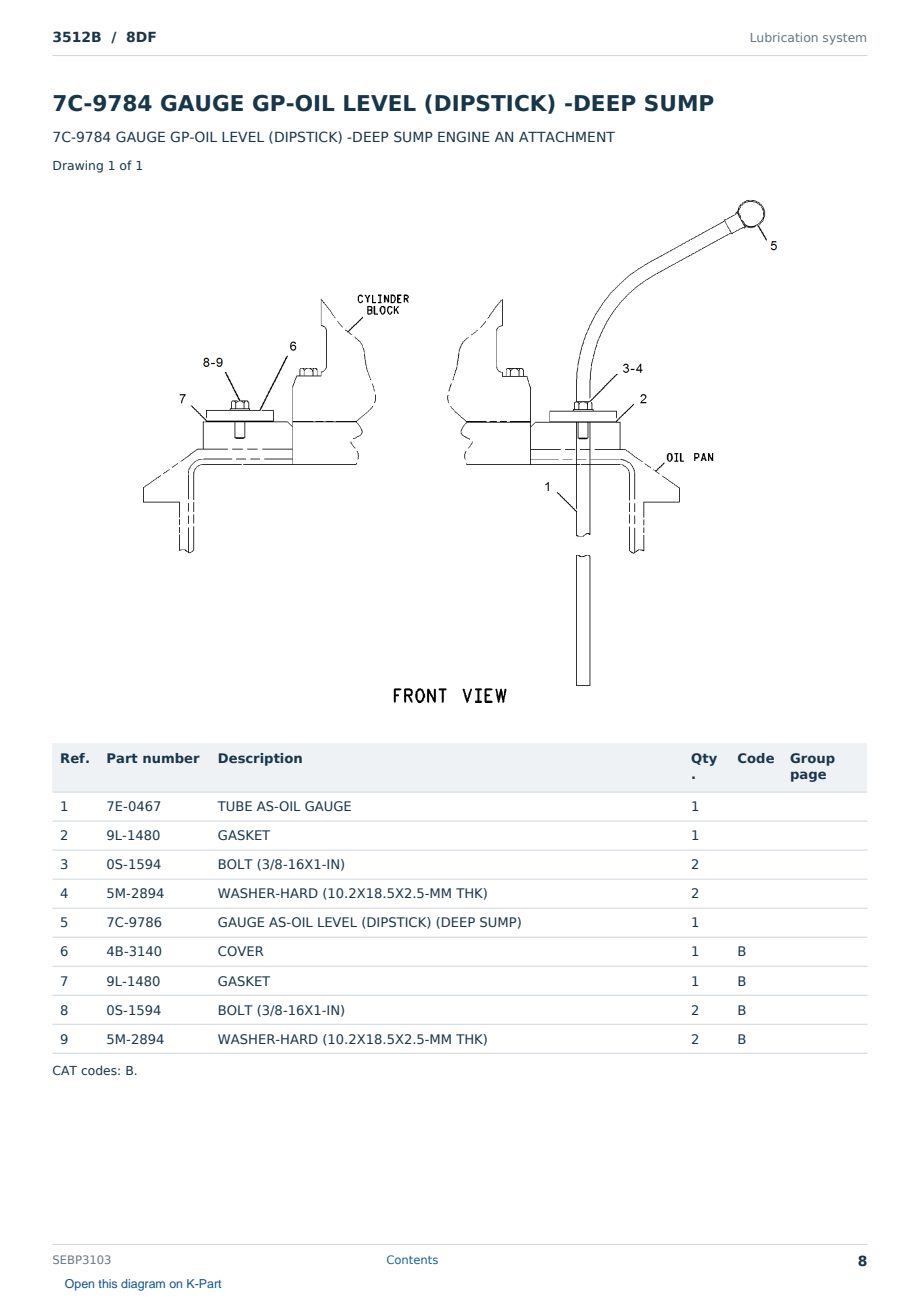 Caterpillar 3512B S/N 8DF Partsbook SEBP3103 (English) - sample page 8 of 10 Caterpillar 3512B S/N 8DF Partsbook SEBP3103 (English) - sample page 8 of 10