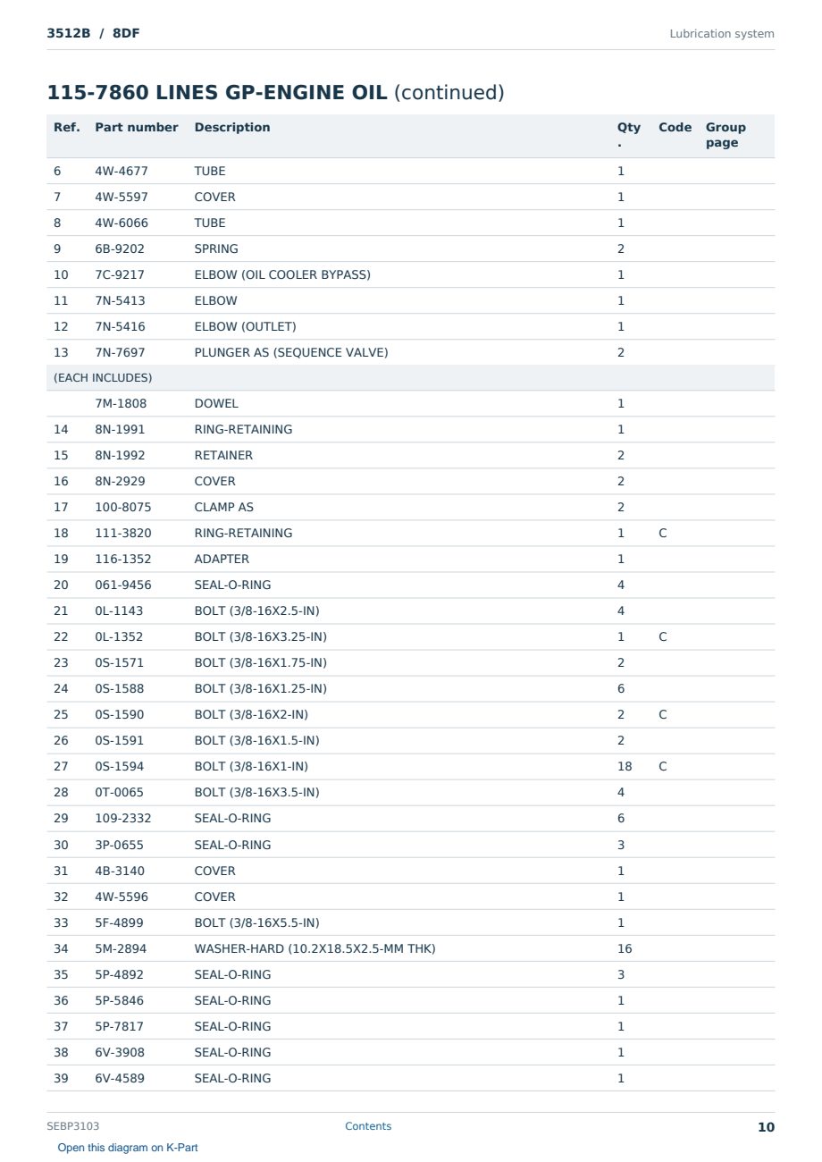Caterpillar 3512B S/N 8DF Partsbook SEBP3103 (English) - sample page 10 of 10 Caterpillar 3512B S/N 8DF Partsbook SEBP3103 (English) - sample page 10 of 10