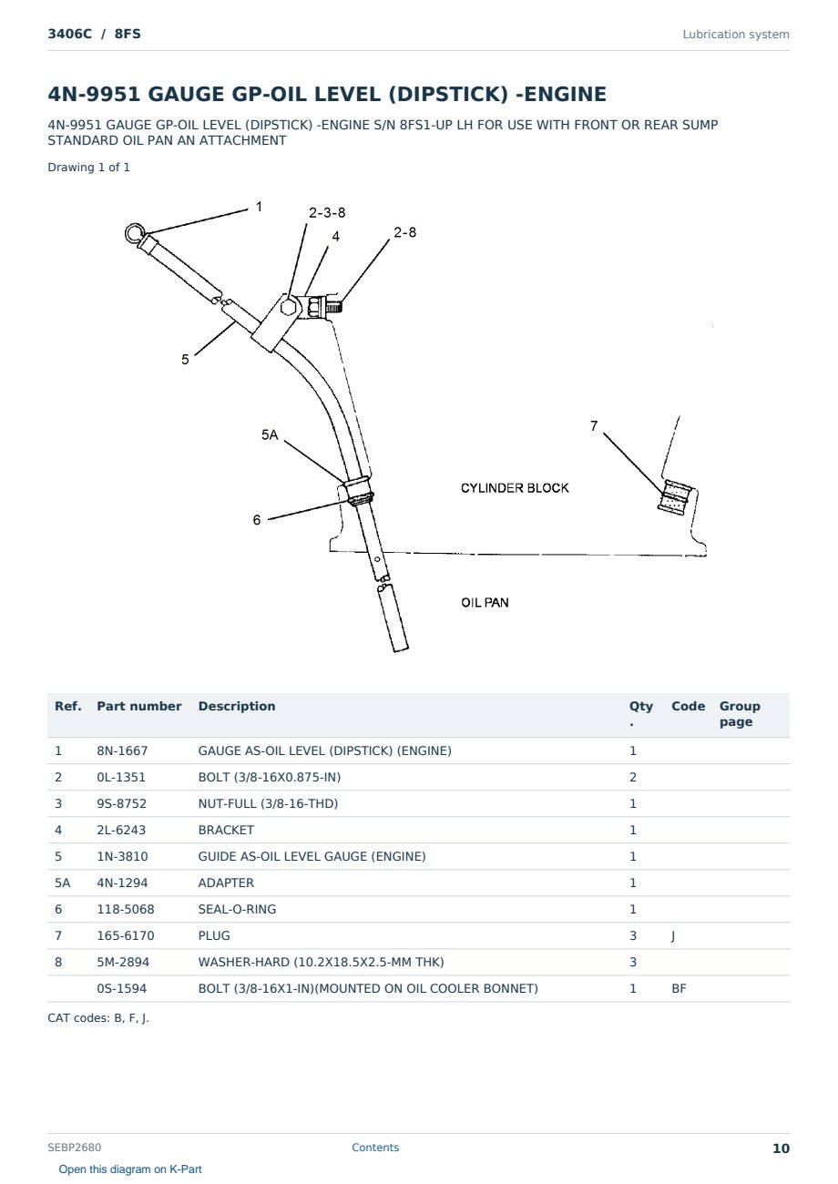 Caterpillar 3406C S/N 8FS Partsbook SEBP2680 (English) - sample page 10 of 10 Caterpillar 3406C S/N 8FS Partsbook SEBP2680 (English) - sample page 10 of 10
