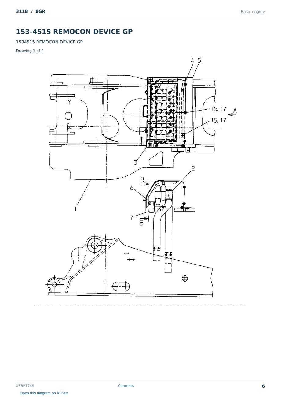 Caterpillar 311B S/N 8GR Partsbook XEBP7749 (English) - sample page 6 of 9 Caterpillar 311B S/N 8GR Partsbook XEBP7749 (English) - sample page 6 of 9