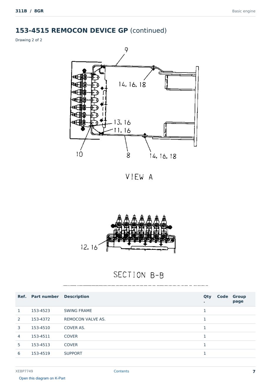 Caterpillar 311B S/N 8GR Partsbook XEBP7749 (English) - sample page 7 of 9 Caterpillar 311B S/N 8GR Partsbook XEBP7749 (English) - sample page 7 of 9