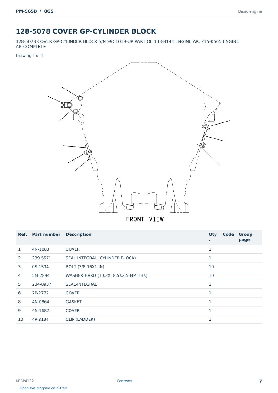 Caterpillar PM-565B S/N 8GS Partsbook KEBP4132 (English) - sample page 7 of 10 Caterpillar PM-565B S/N 8GS Partsbook KEBP4132 (English) - sample page 7 of 10