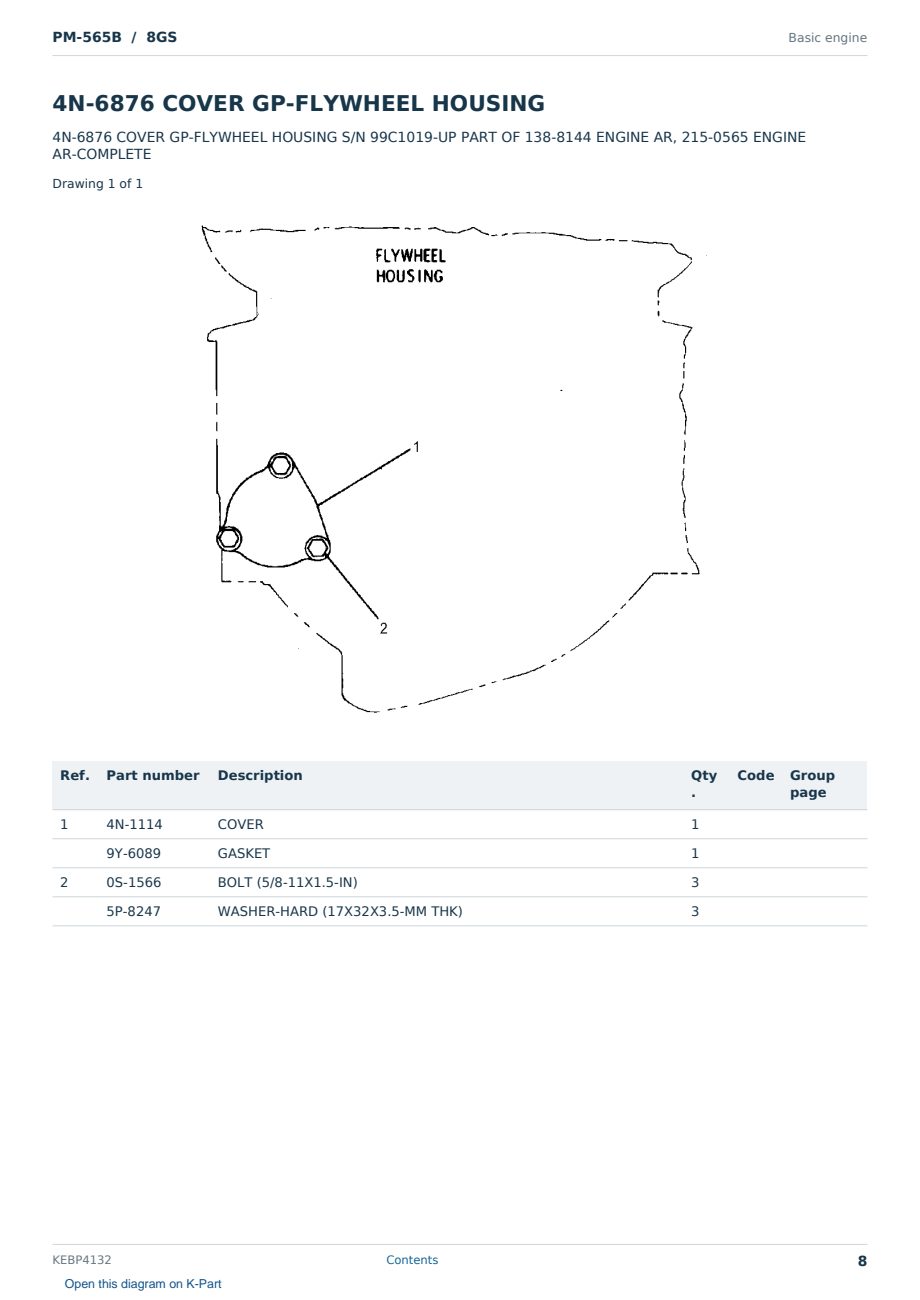 Caterpillar PM-565B S/N 8GS Partsbook KEBP4132 (English) - sample page 8 of 10 Caterpillar PM-565B S/N 8GS Partsbook KEBP4132 (English) - sample page 8 of 10