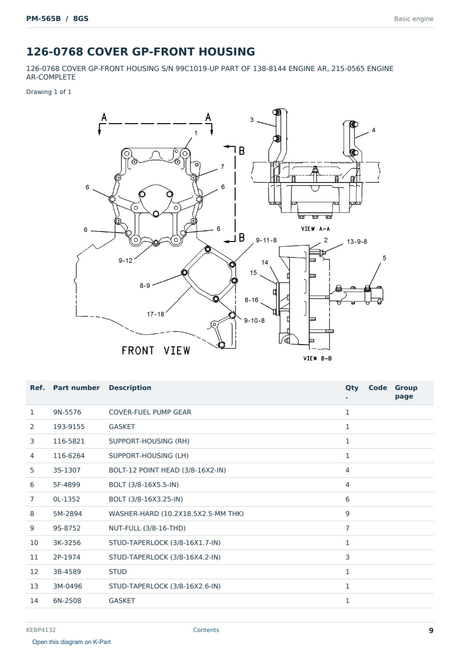 Caterpillar PM-565B S/N 8GS Partsbook KEBP4132 (English) - sample page 9 of 10 Caterpillar PM-565B S/N 8GS Partsbook KEBP4132 (English) - sample page 9 of 10