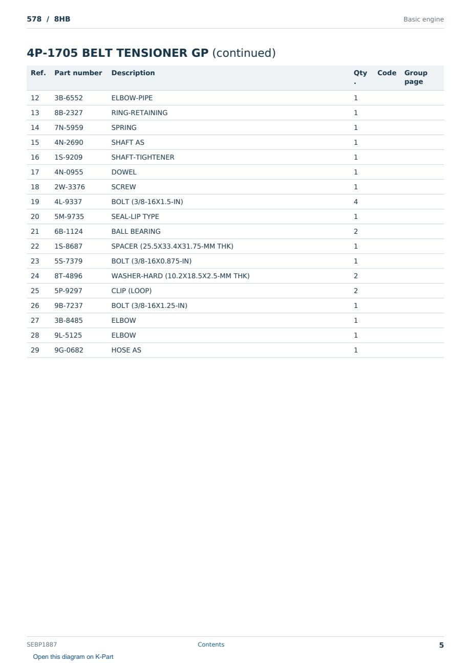 Caterpillar 578 S/N 8HB Partsbook SEBP1887 (English) - sample page 5 of 10 Caterpillar 578 S/N 8HB Partsbook SEBP1887 (English) - sample page 5 of 10