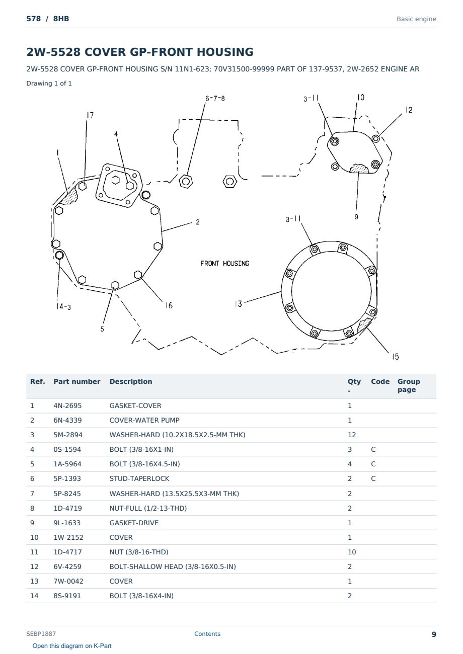 Caterpillar 578 S/N 8HB Partsbook SEBP1887 (English) - sample page 9 of 10 Caterpillar 578 S/N 8HB Partsbook SEBP1887 (English) - sample page 9 of 10