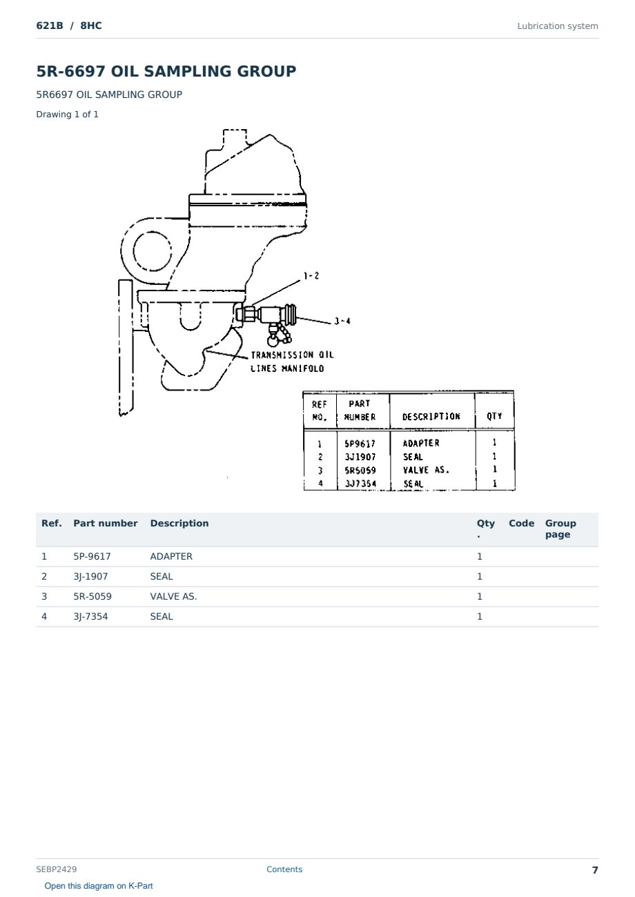 Caterpillar 621B S/N 8HC Partsbook SEBP2429 (English) - sample page 7 of 10 Caterpillar 621B S/N 8HC Partsbook SEBP2429 (English) - sample page 7 of 10