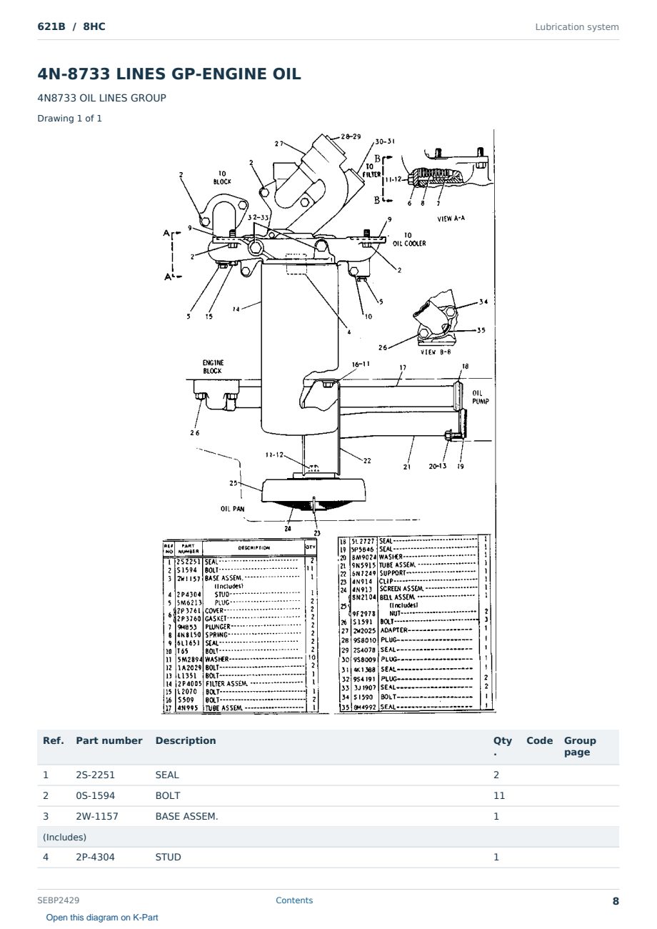 Caterpillar 621B S/N 8HC Partsbook SEBP2429 (English) - sample page 8 of 10 Caterpillar 621B S/N 8HC Partsbook SEBP2429 (English) - sample page 8 of 10