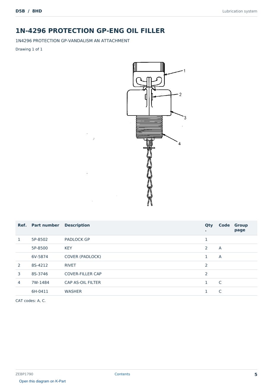 Caterpillar D5B S/N 8HD Partsbook ZEBP1790 (English) - sample page 5 of 10 Caterpillar D5B S/N 8HD Partsbook ZEBP1790 (English) - sample page 5 of 10