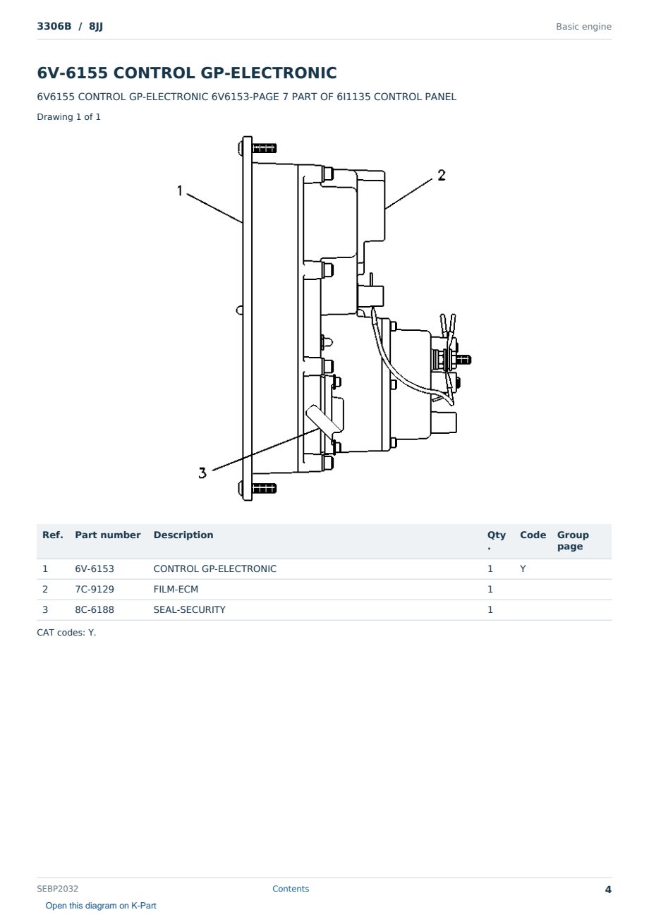 Caterpillar 3306B S/N 8JJ Partsbook SEBP2032 (English) - sample page 4 of 6 Caterpillar 3306B S/N 8JJ Partsbook SEBP2032 (English) - sample page 4 of 6