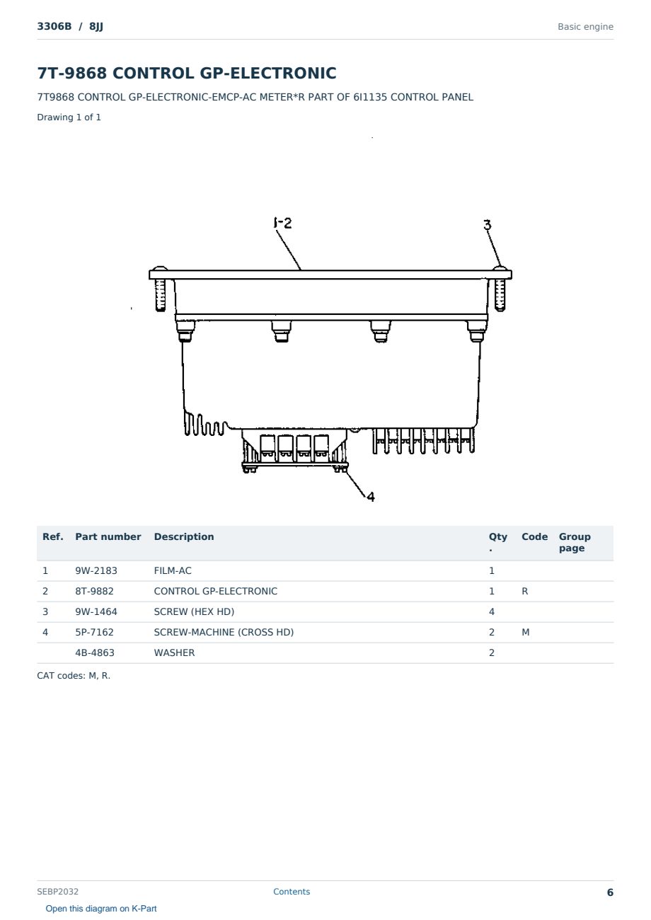 Caterpillar 3306B S/N 8JJ Partsbook SEBP2032 (English) - sample page 6 of 6 Caterpillar 3306B S/N 8JJ Partsbook SEBP2032 (English) - sample page 6 of 6