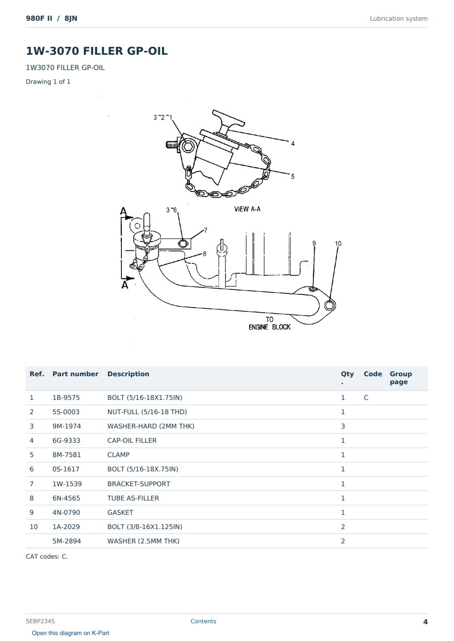 Caterpillar 980F II S/N 8JN Partsbook SEBP2345 (English) - sample page 4 of 10 Caterpillar 980F II S/N 8JN Partsbook SEBP2345 (English) - sample page 4 of 10