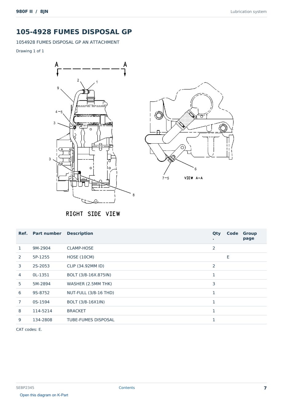 Caterpillar 980F II S/N 8JN Partsbook SEBP2345 (English) - sample page 7 of 10 Caterpillar 980F II S/N 8JN Partsbook SEBP2345 (English) - sample page 7 of 10
