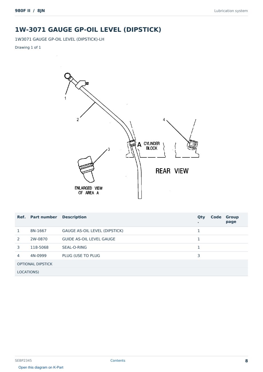Caterpillar 980F II S/N 8JN Partsbook SEBP2345 (English) - sample page 8 of 10 Caterpillar 980F II S/N 8JN Partsbook SEBP2345 (English) - sample page 8 of 10