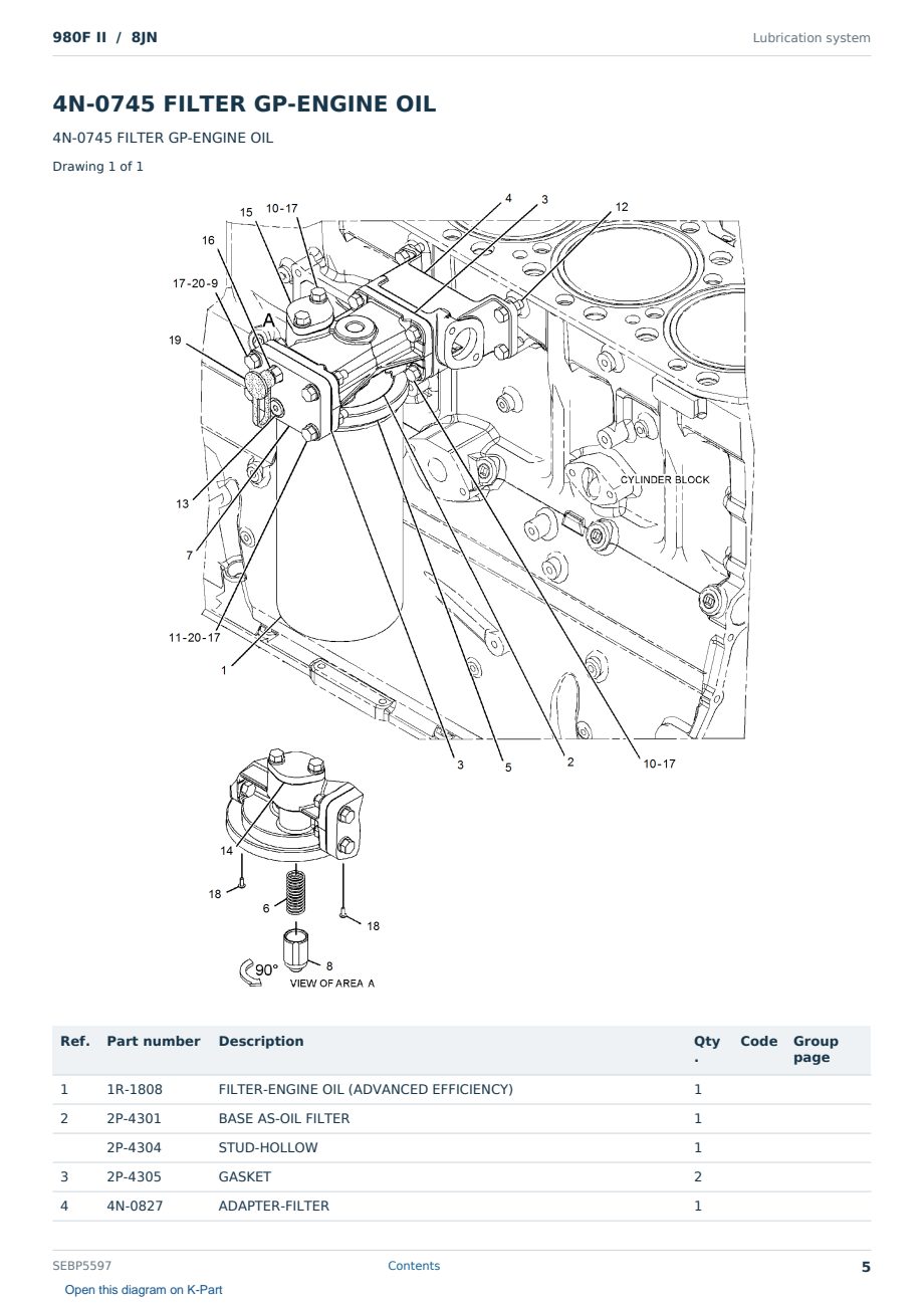 Caterpillar 980F II S/N 8JN Partsbook SEBP5597 (English) - sample page 5 of 10 Caterpillar 980F II S/N 8JN Partsbook SEBP5597 (English) - sample page 5 of 10
