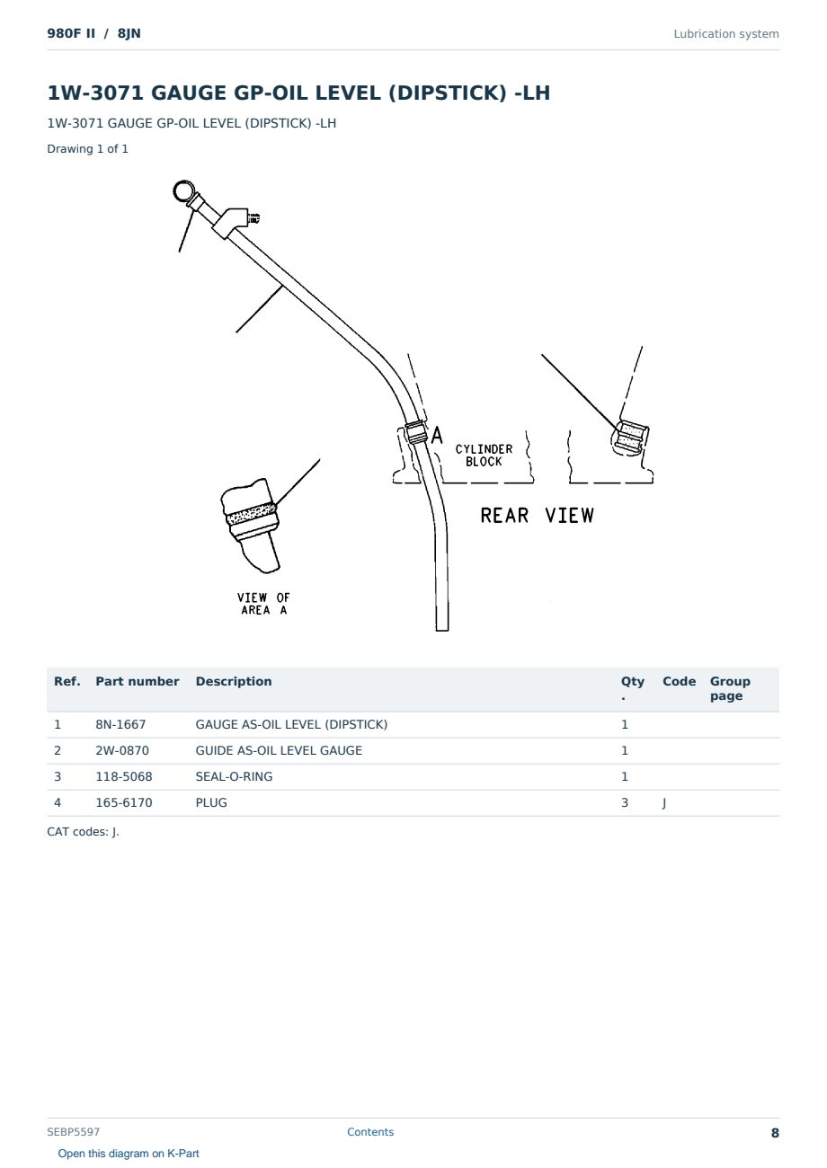 Caterpillar 980F II S/N 8JN Partsbook SEBP5597 (English) - sample page 8 of 10 Caterpillar 980F II S/N 8JN Partsbook SEBP5597 (English) - sample page 8 of 10