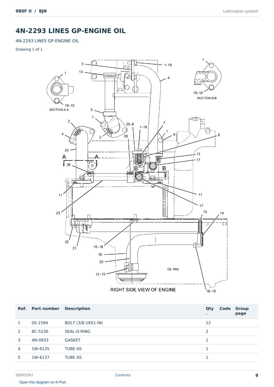 Caterpillar 980F II S/N 8JN Partsbook SEBP5597 (English) - sample page 9 of 10 Caterpillar 980F II S/N 8JN Partsbook SEBP5597 (English) - sample page 9 of 10