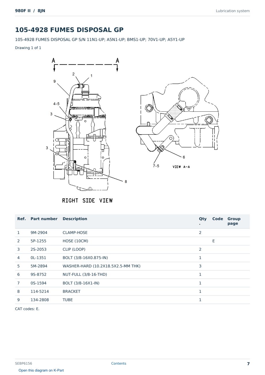 Caterpillar 980F II S/N 8JN Partsbook SEBP6156 (English) - sample page 7 of 10 Caterpillar 980F II S/N 8JN Partsbook SEBP6156 (English) - sample page 7 of 10
