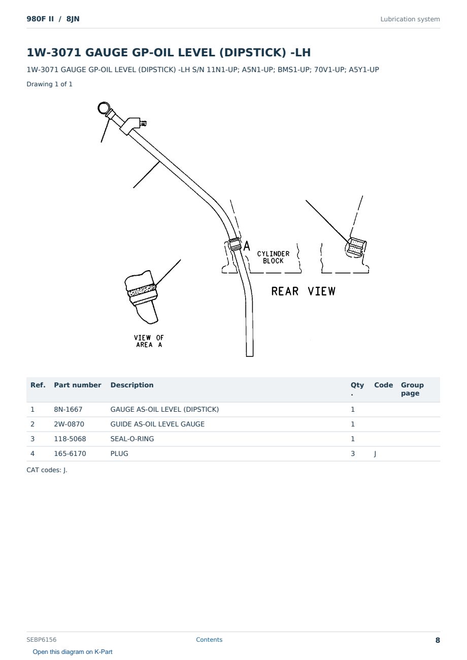 Caterpillar 980F II S/N 8JN Partsbook SEBP6156 (English) - sample page 8 of 10 Caterpillar 980F II S/N 8JN Partsbook SEBP6156 (English) - sample page 8 of 10