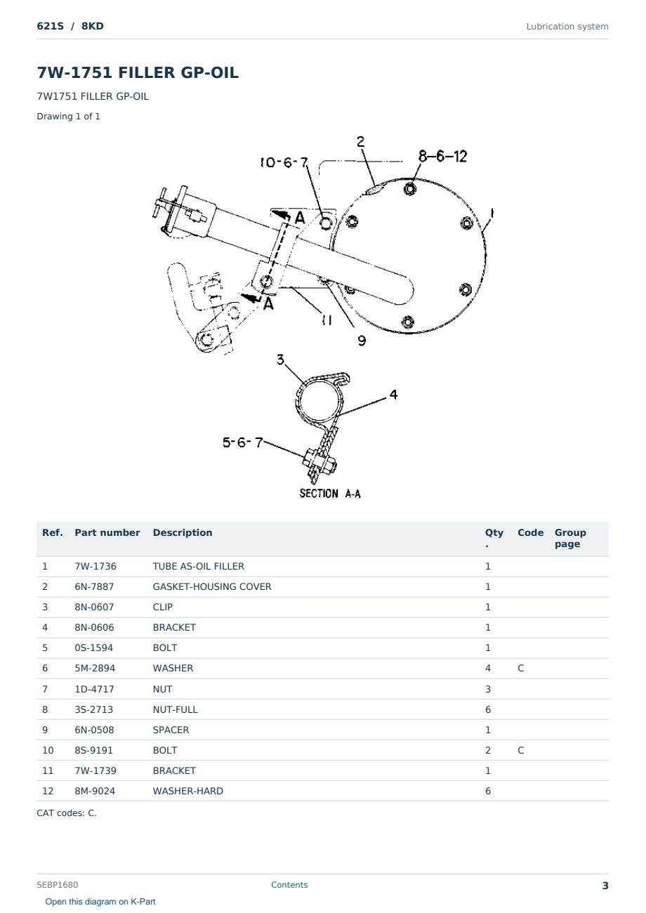 Caterpillar 621S S/N 8KD Partsbook SEBP1680 (English) - sample page 3 of 10 Caterpillar 621S S/N 8KD Partsbook SEBP1680 (English) - sample page 3 of 10