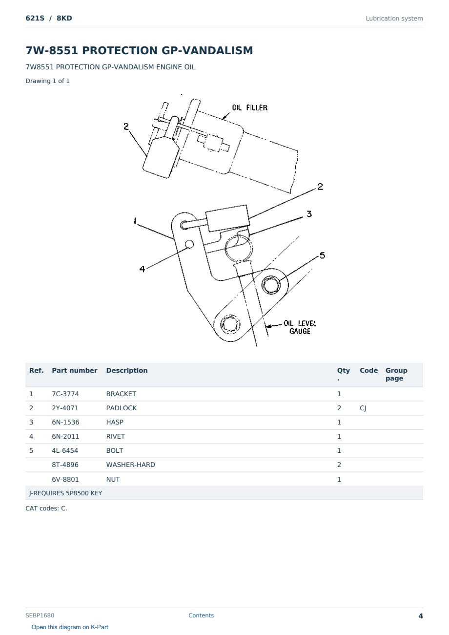 Caterpillar 621S S/N 8KD Partsbook SEBP1680 (English) - sample page 4 of 10 Caterpillar 621S S/N 8KD Partsbook SEBP1680 (English) - sample page 4 of 10