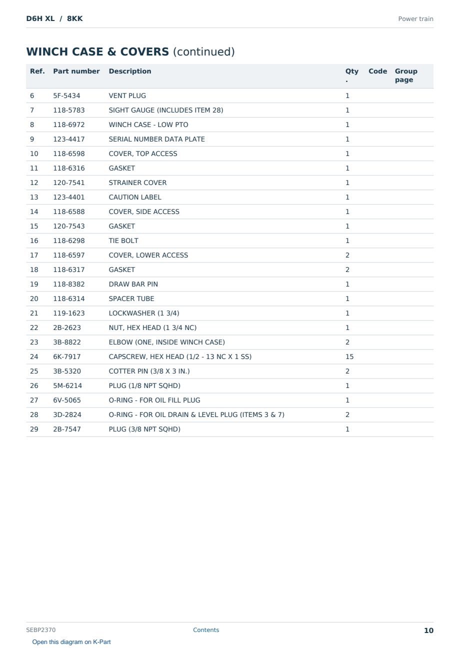 Caterpillar D6H XL S/N 8KK Partsbook SEBP2370 (English) - sample page 10 of 10 Caterpillar D6H XL S/N 8KK Partsbook SEBP2370 (English) - sample page 10 of 10