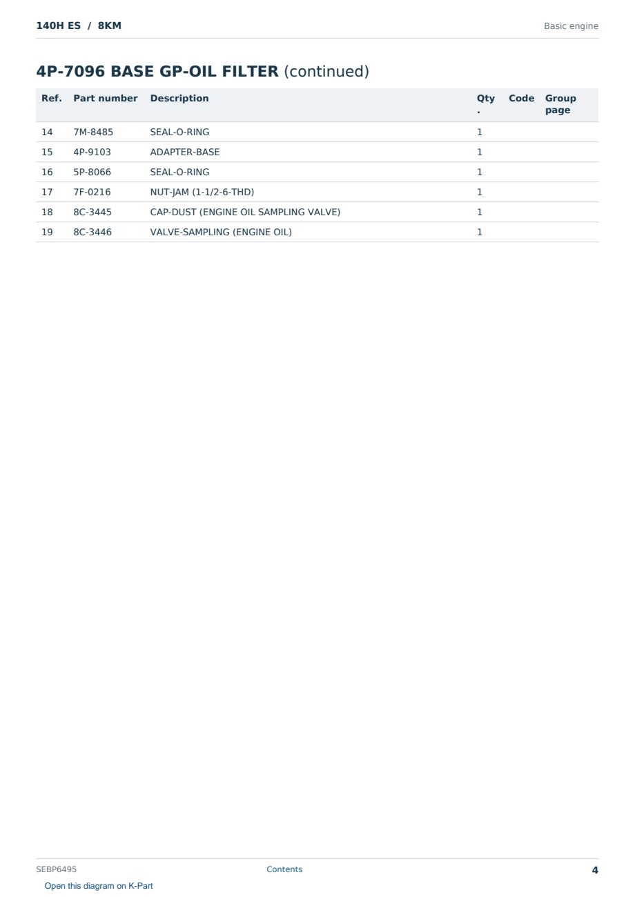 Caterpillar 140H ES S/N 8KM Partsbook SEBP6495 (English) - sample page 4 of 10 Caterpillar 140H ES S/N 8KM Partsbook SEBP6495 (English) - sample page 4 of 10