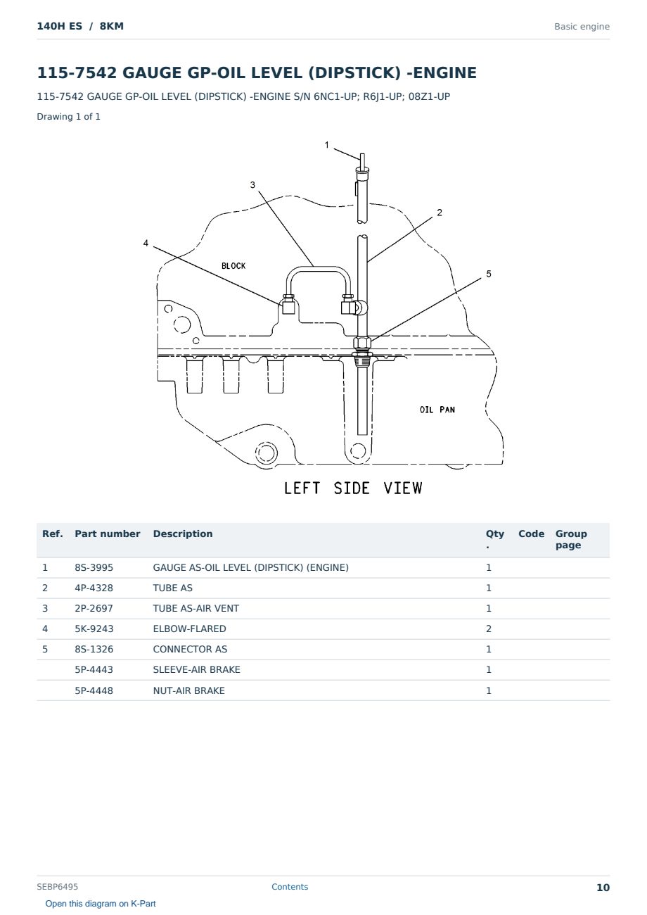 Caterpillar 140H ES S/N 8KM Partsbook SEBP6495 (English) - sample page 10 of 10 Caterpillar 140H ES S/N 8KM Partsbook SEBP6495 (English) - sample page 10 of 10